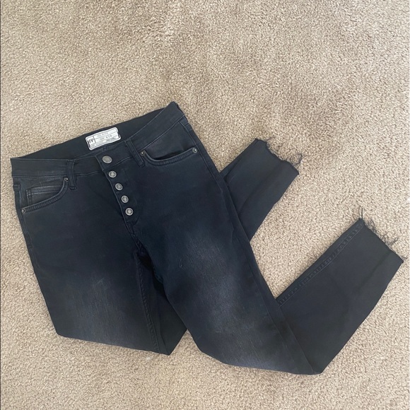 Free People Denim - Free People Black Washed Button Fly Jeans 27